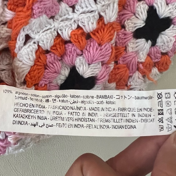 Bershka Orange White Pink Black Crochet Cutout Dress K-14 - Picture 10 of 13